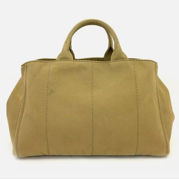 PRADA CANAPA BEIGE CANVAS HAND BAG/W SHOULDER STRAP/2922 - Picture 12 of 13